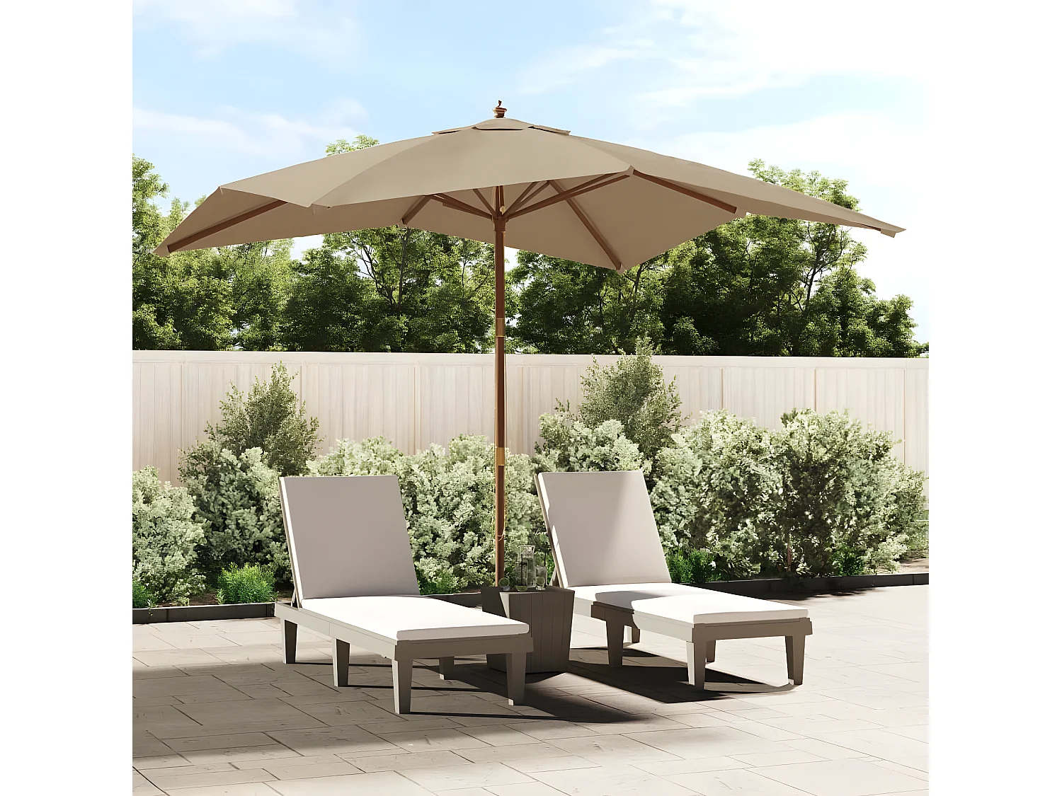 Parasol de jardin avec mât en bois taupe 300x300x273 cm WVGQ3375
