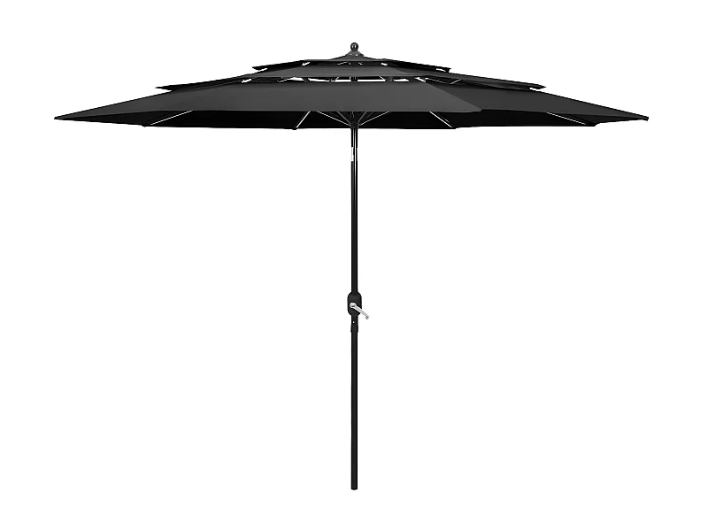 Parasol 3-laags met aluminium paal 3 m antracietkleurig NL732704