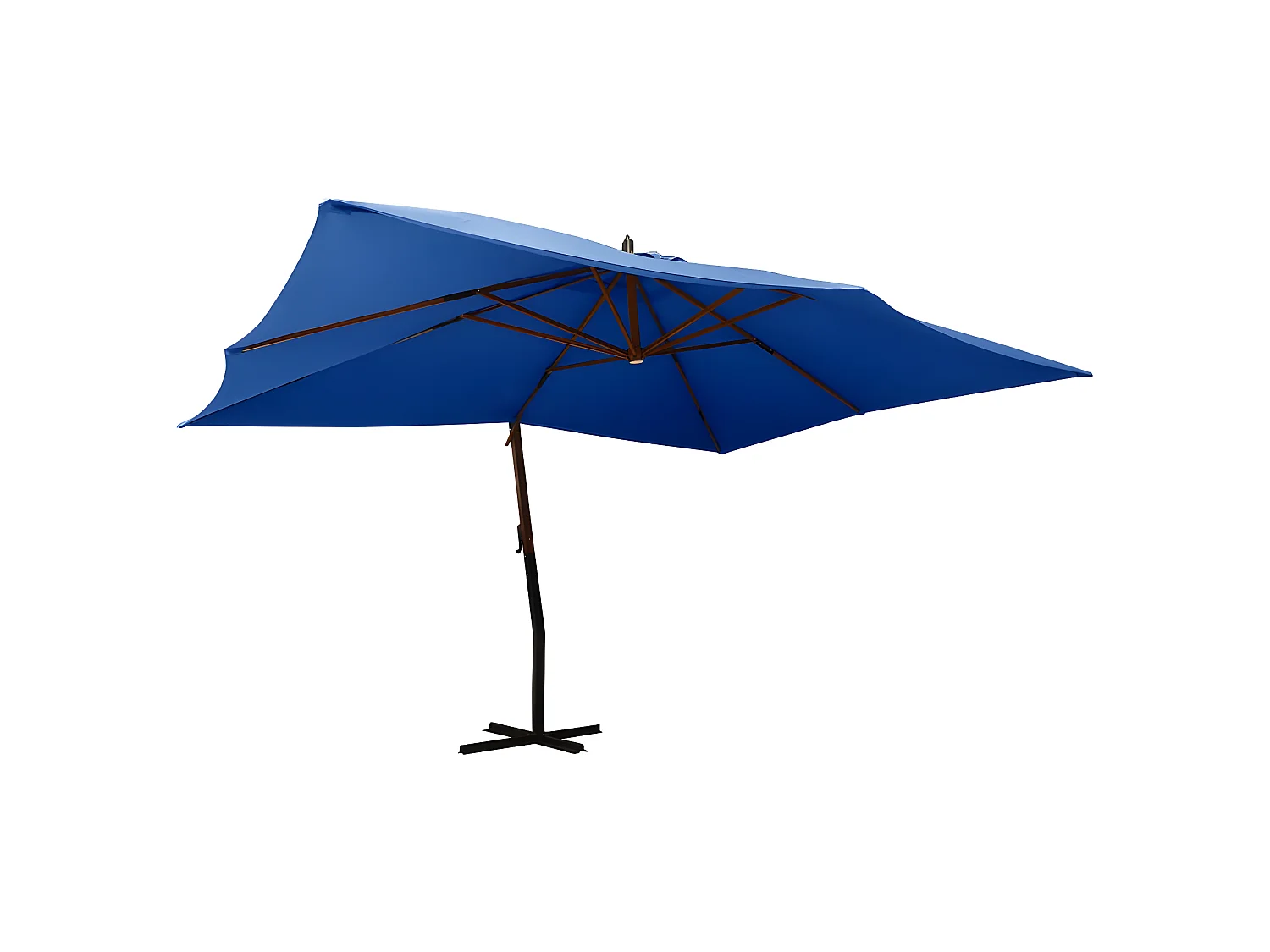 Zweefparasol met houten paal 400x300 cm azuurblauw NL794916