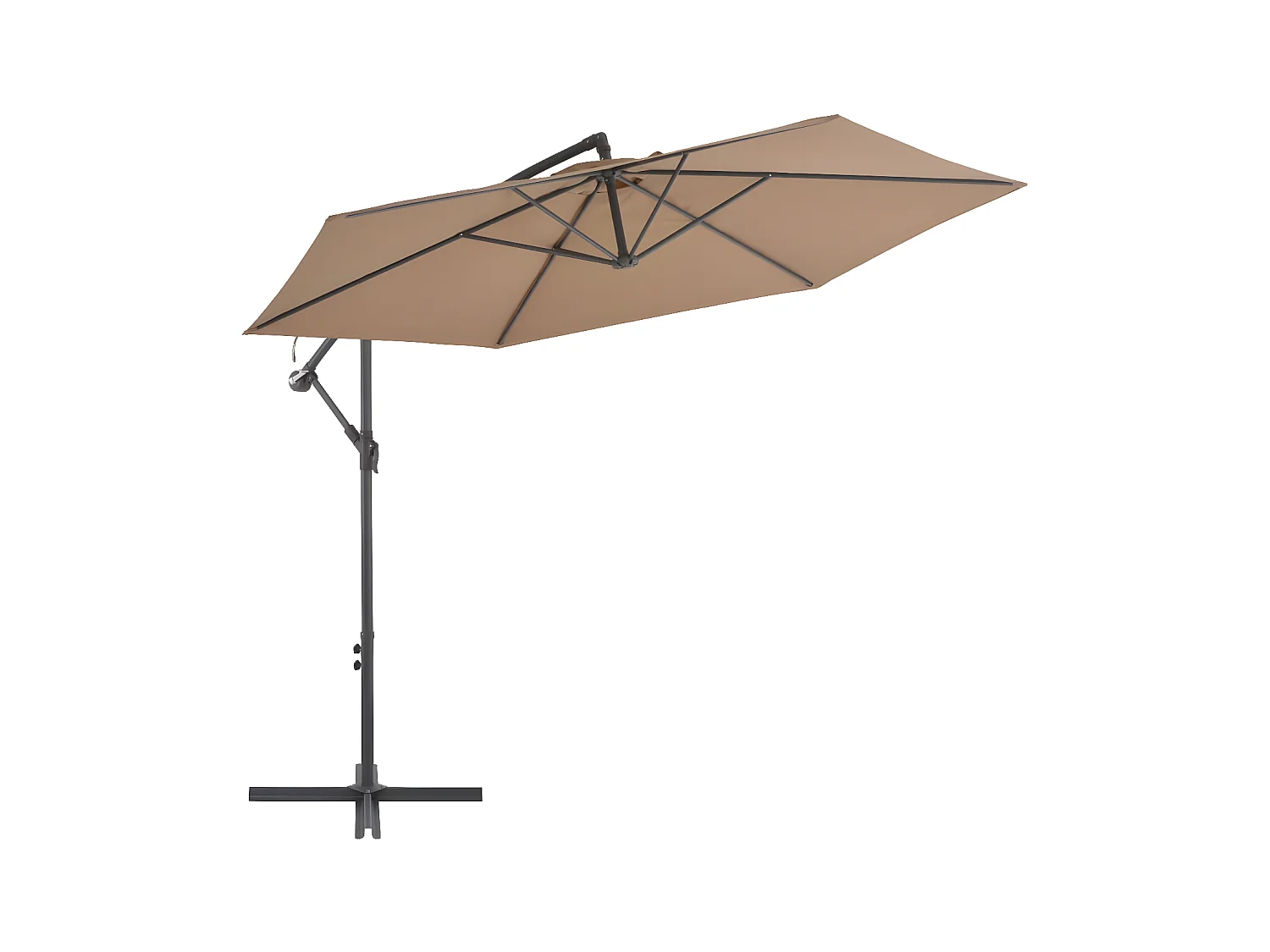 Sombrilla voladiza con poste de aluminio 300 cm gris topo ES336802
