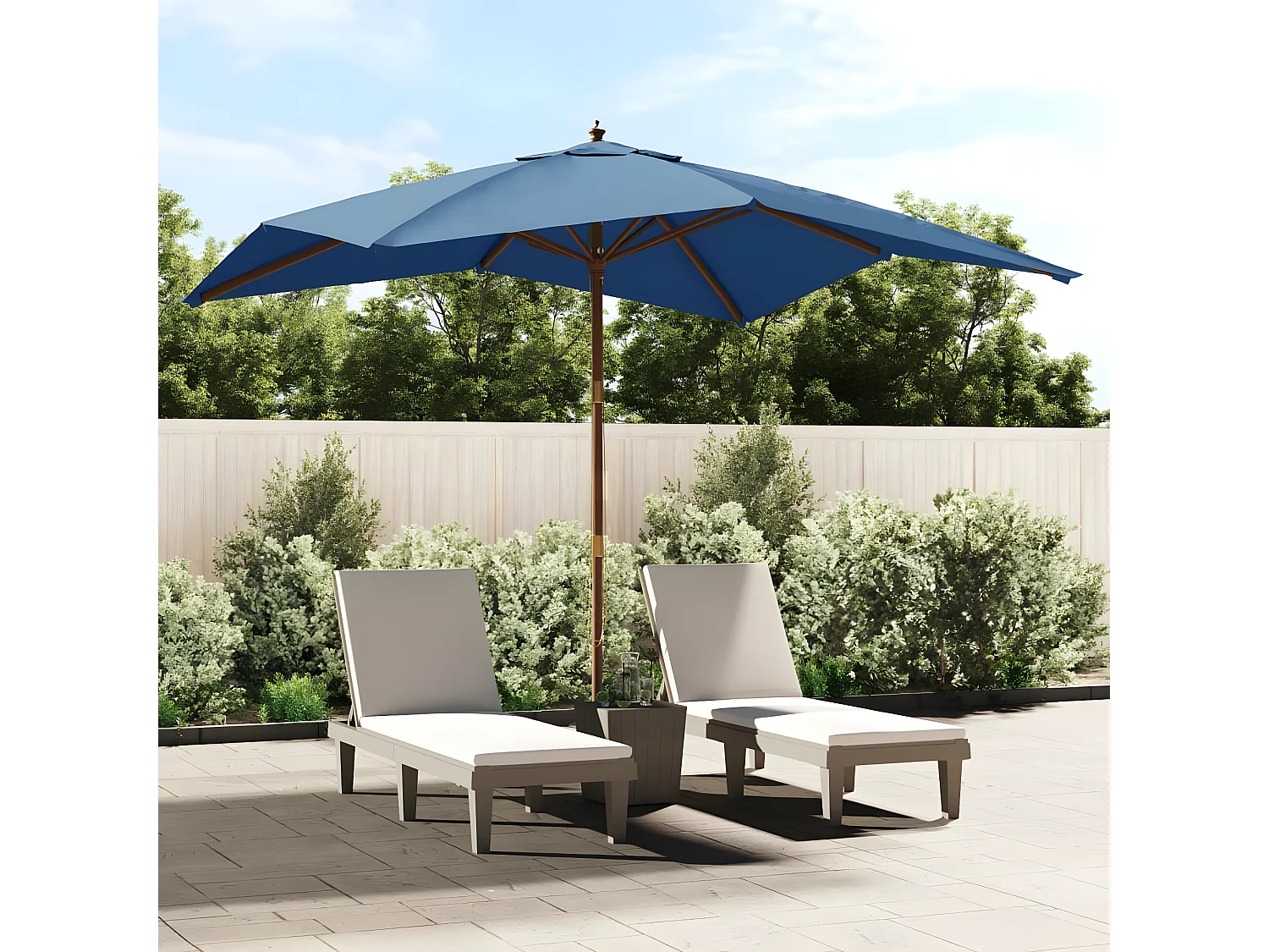 Parasol de jardin avec mât en bois bleu azuré 300x300x273 cm WVGQ2728