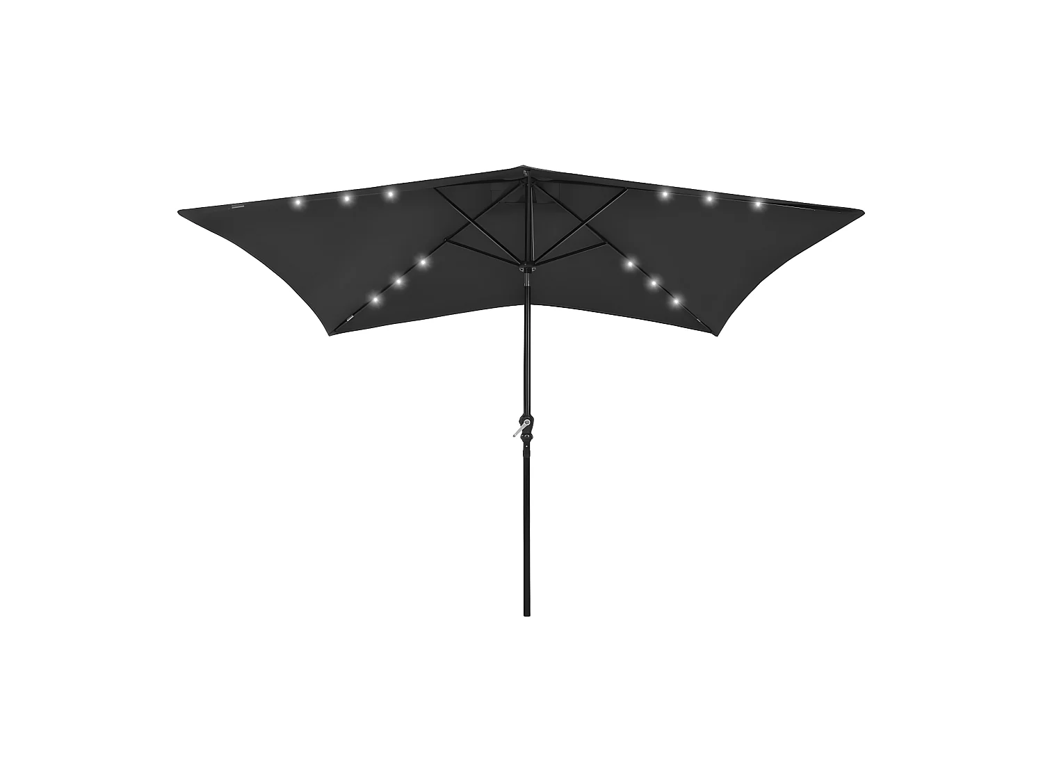 Guarda-sol com luzes LED e poste de aço 2x3 m preto PT523066
