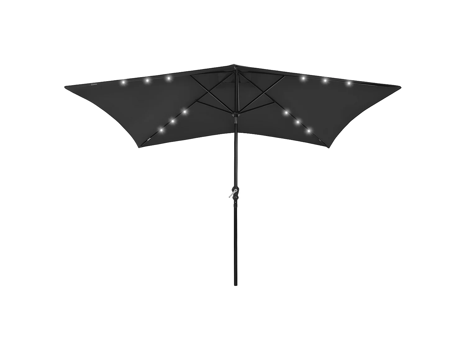 Parasol met LED's en stalen paal 2x3 m zwart NL201898