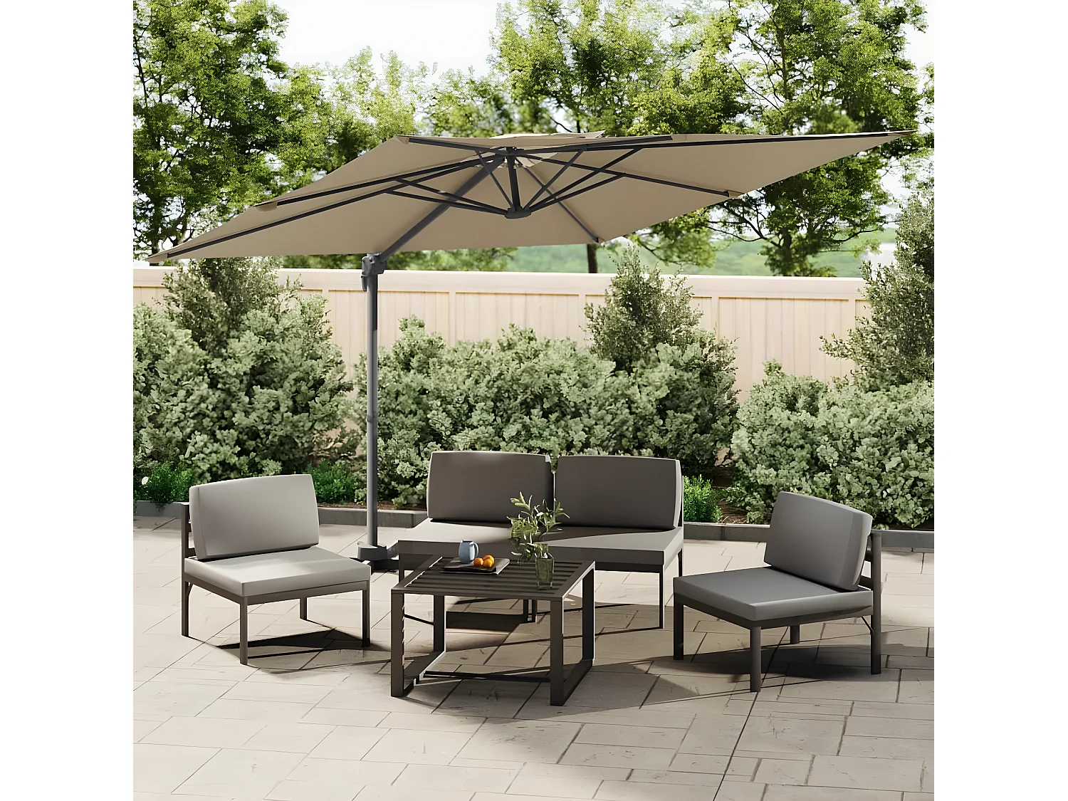 Parasol cantilever à double toit Taupe 300x300 cm WVGQ5133
