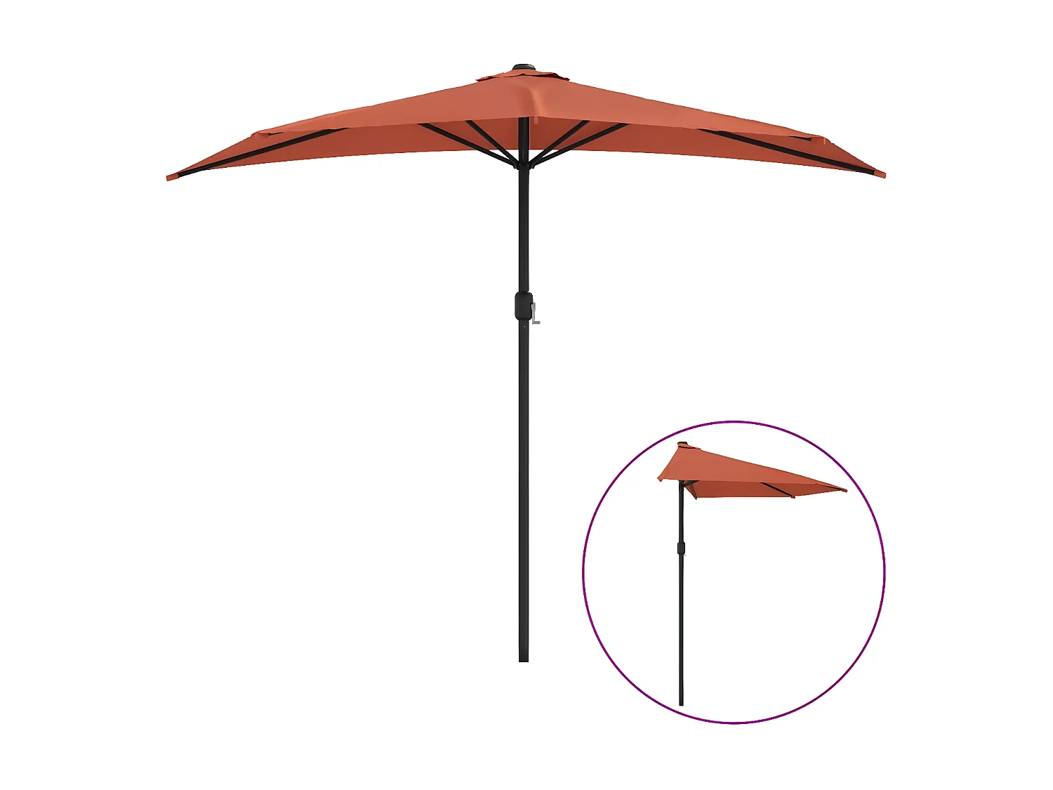 Parasol de balcon et mât en aluminium Terre cuite 270x144x222cm WVGQ1357