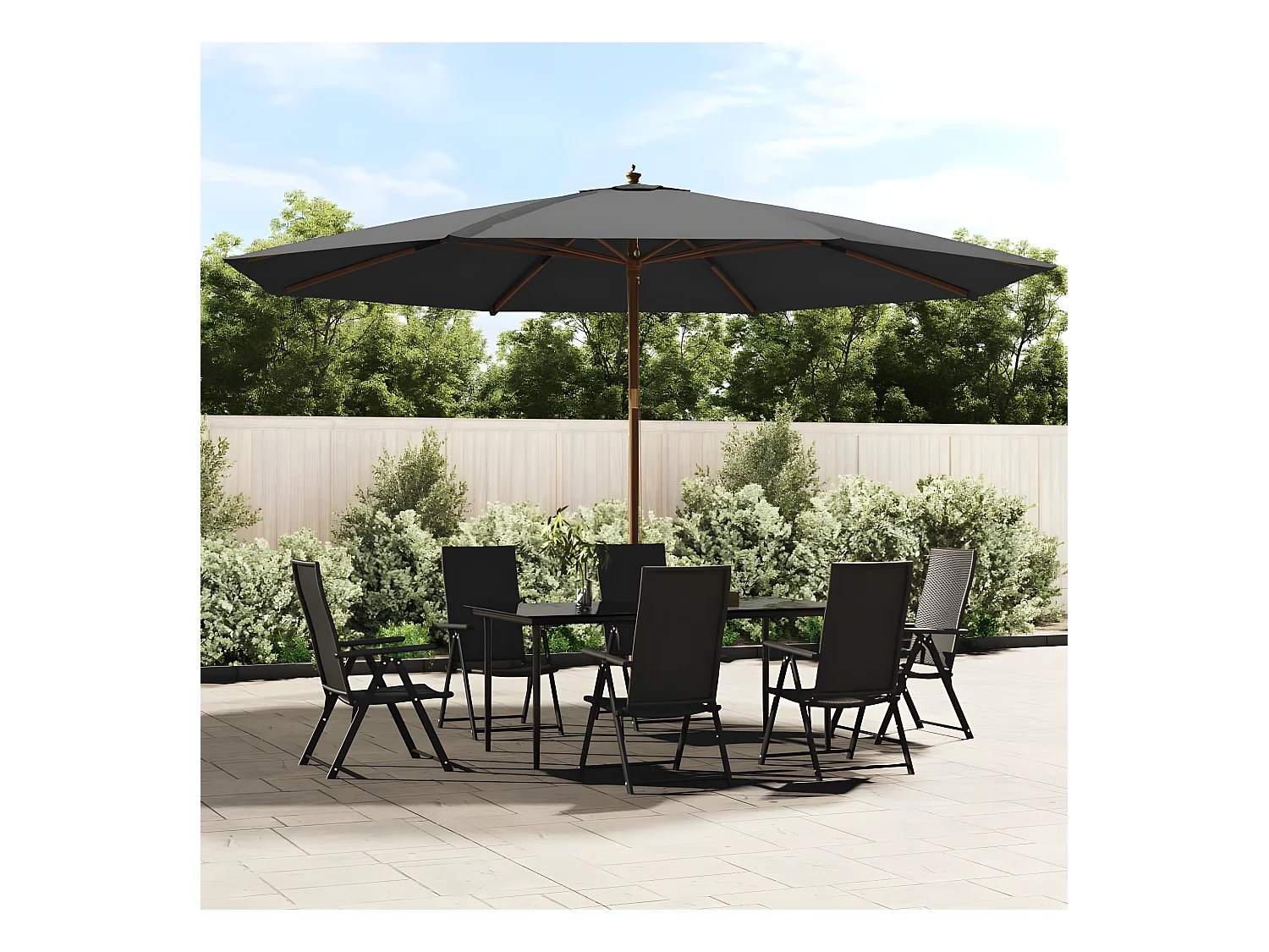 Parasol de jardin avec mât en bois anthracite 400x273 cm WVGQ8998