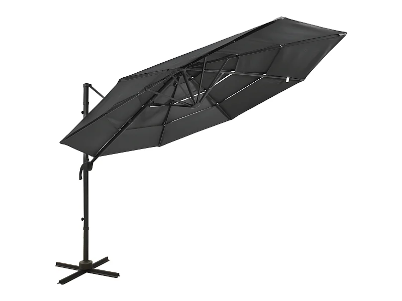 Parasol à 4 niveaux avec mât en aluminium Anthracite 3x3 m WVGQ2469