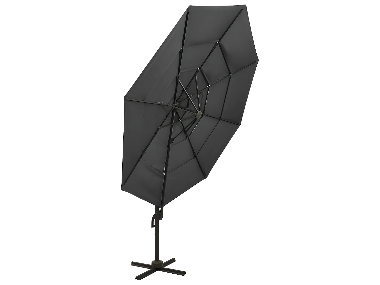 Parasol à 4 niveaux avec mât en aluminium Anthracite 3x3 m WVGQ2469