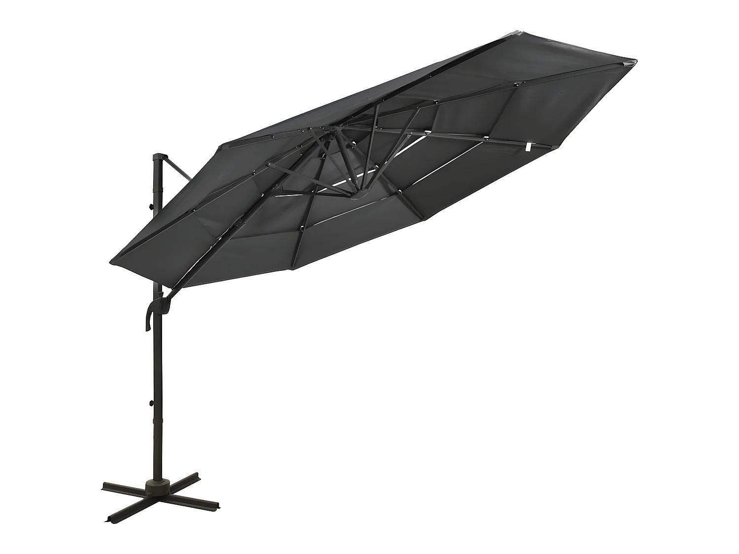 Parasol à 4 niveaux avec mât en aluminium Anthracite 3x3 m WVGQ2469