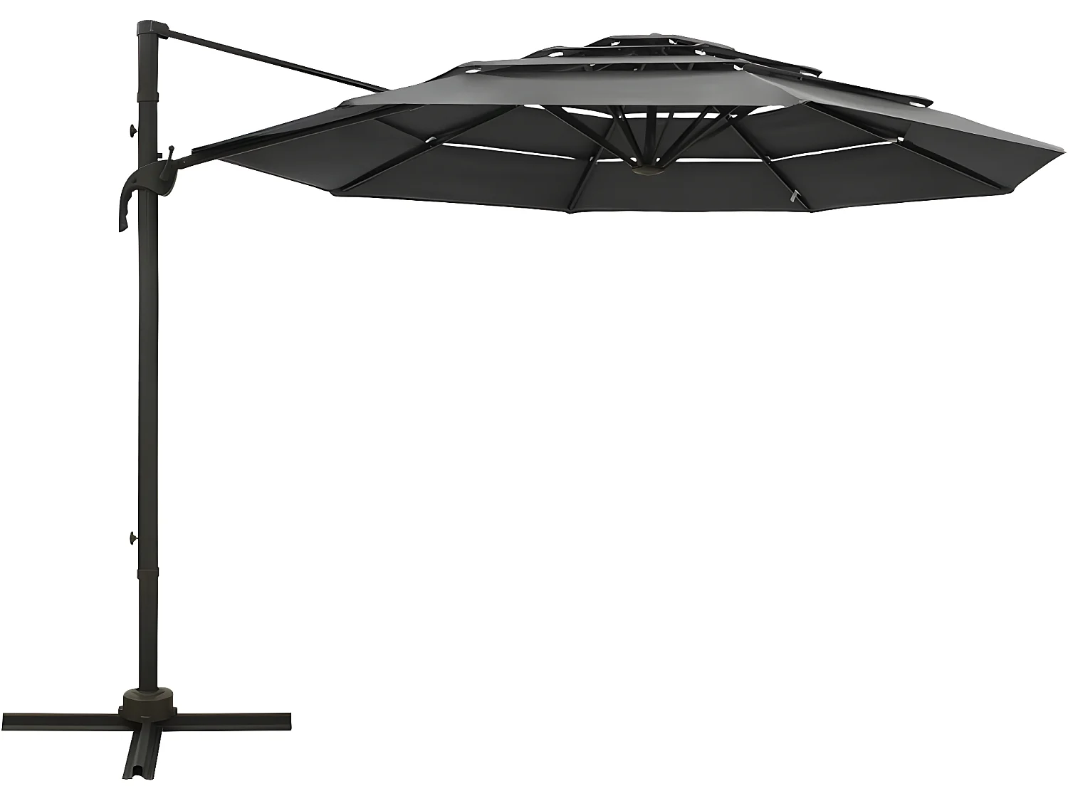 Parasol à 4 niveaux avec mât en aluminium Anthracite 3x3 m WVGQ2469