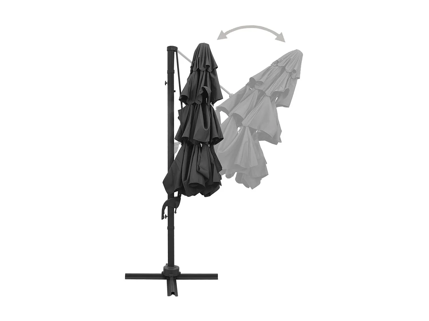 Parasol à 4 niveaux avec mât en aluminium Anthracite 3x3 m WVGQ2469
