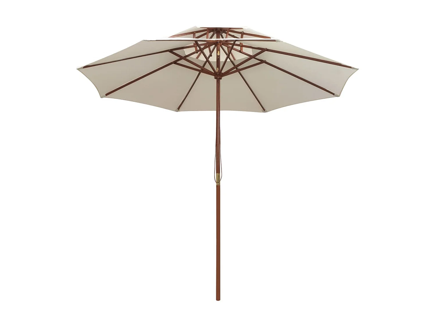 Parasol de terrasse 270 x 270 cm Poteau en bois Blanc crème WVGQ9773