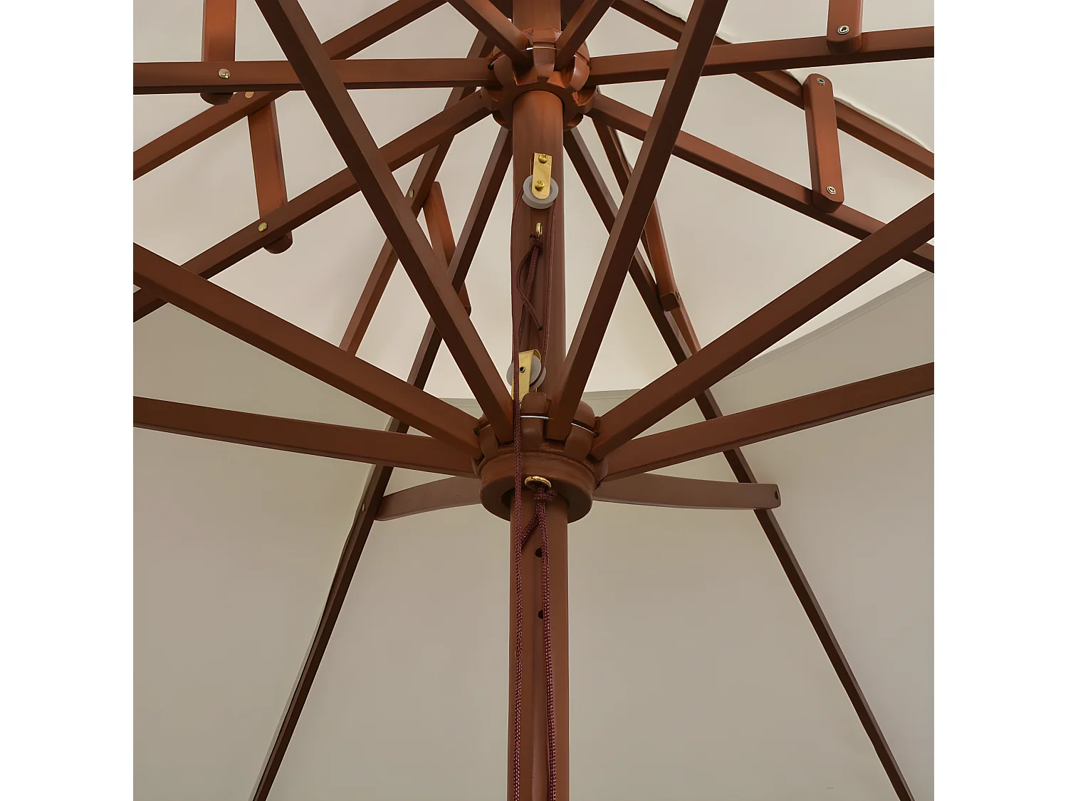 Parasol de terrasse 270 x 270 cm Poteau en bois Blanc crème WVGQ9773