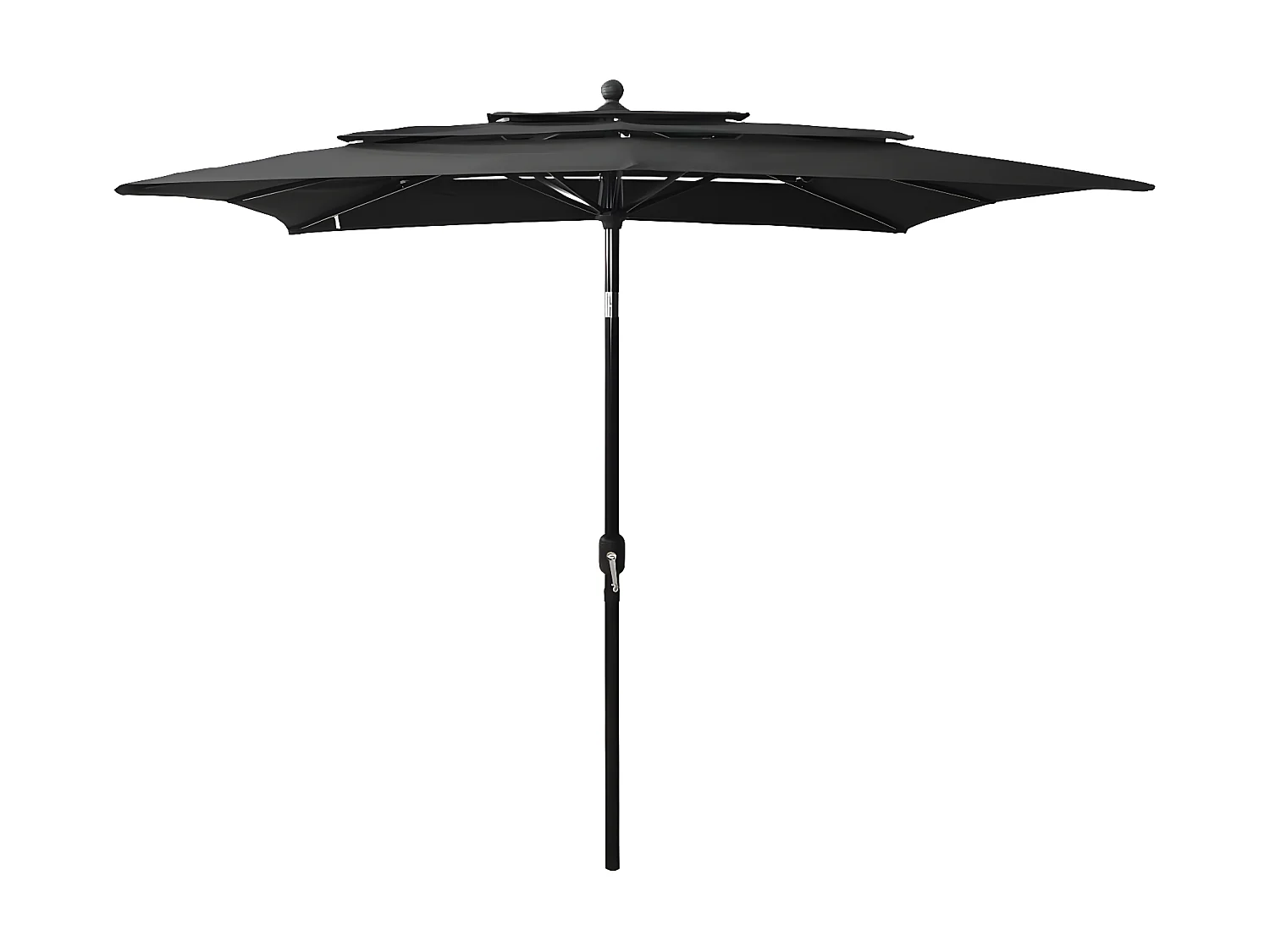 Guarda-sol 3 camadas com poste de alumínio 2,5x2,5 m preto PT345267