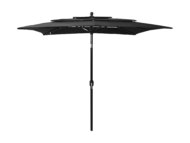 Guarda-sol 3 camadas com poste de alumínio 2,5x2,5 m preto PT345267