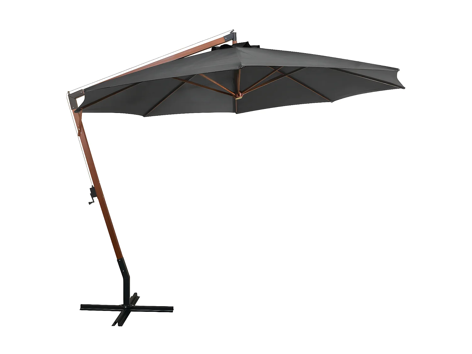 Zweefparasol met paal 3,5x2,9 m massief vurenhout antraciet NL574422