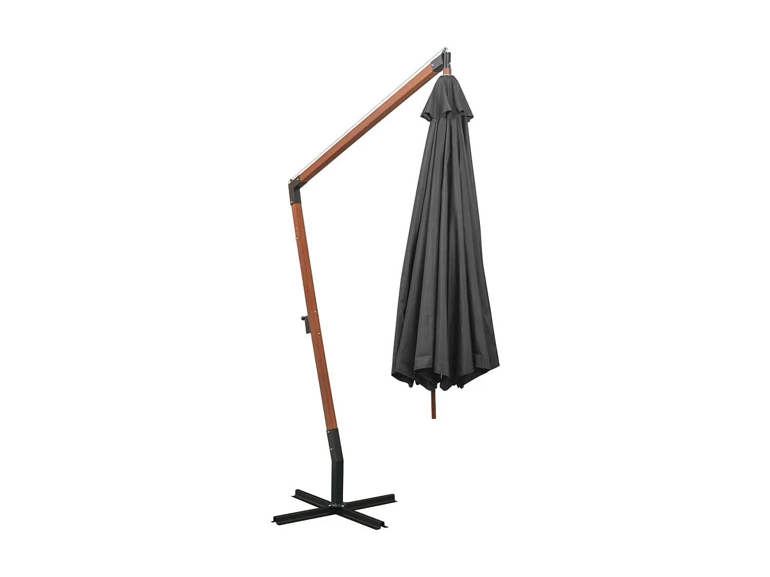 Zweefparasol met paal 3,5x2,9 m massief vurenhout antraciet NL574422