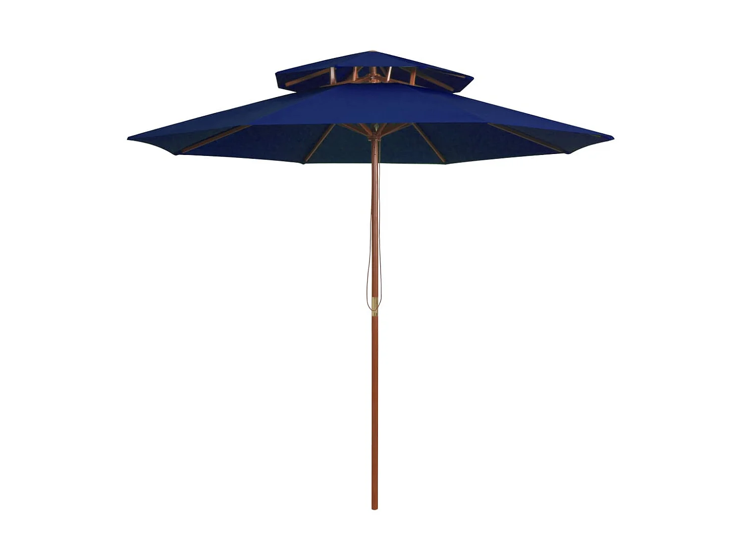 Parasol dubbeldekker met houten paal 270 cm blauw NL704579