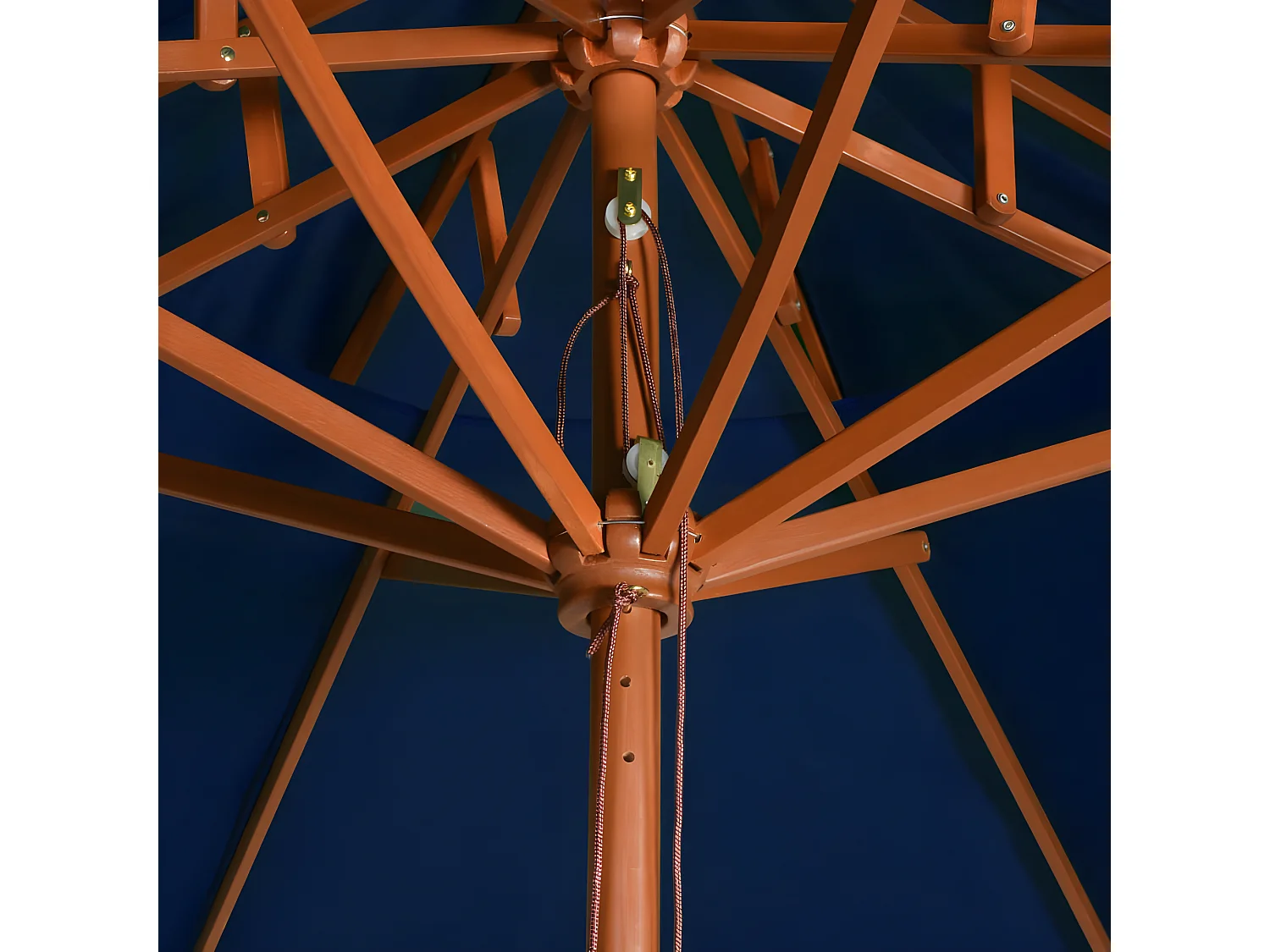 Parasol dubbeldekker met houten paal 270 cm blauw NL704579