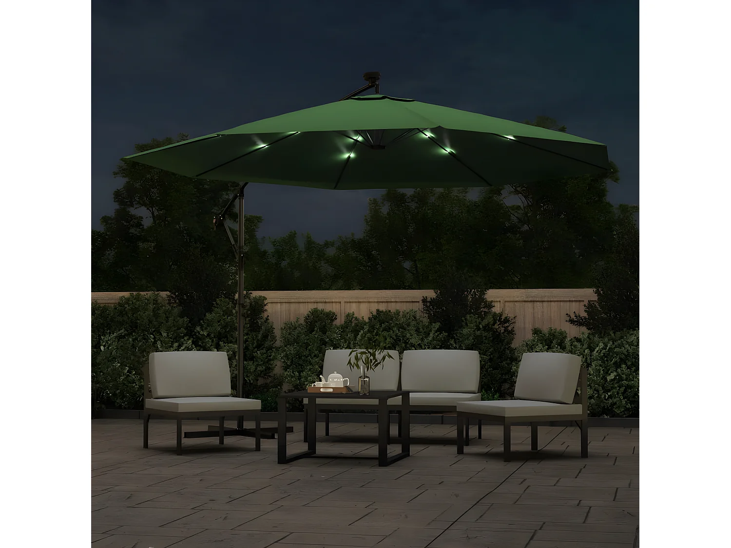 Parasol en porte-à-feux et poteau métallique 350 cm Vert WVGQ1205