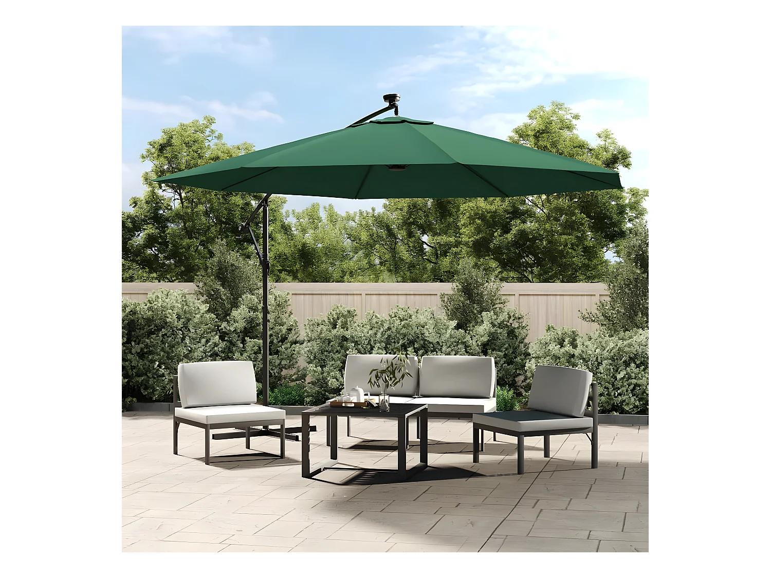 Parasol en porte-à-feux et poteau métallique 350 cm Vert WVGQ1205