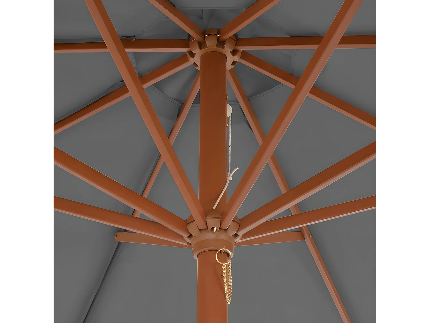 Parasol d'extérieur avec mât en bois 300 cm Anthracite WVGQ7458