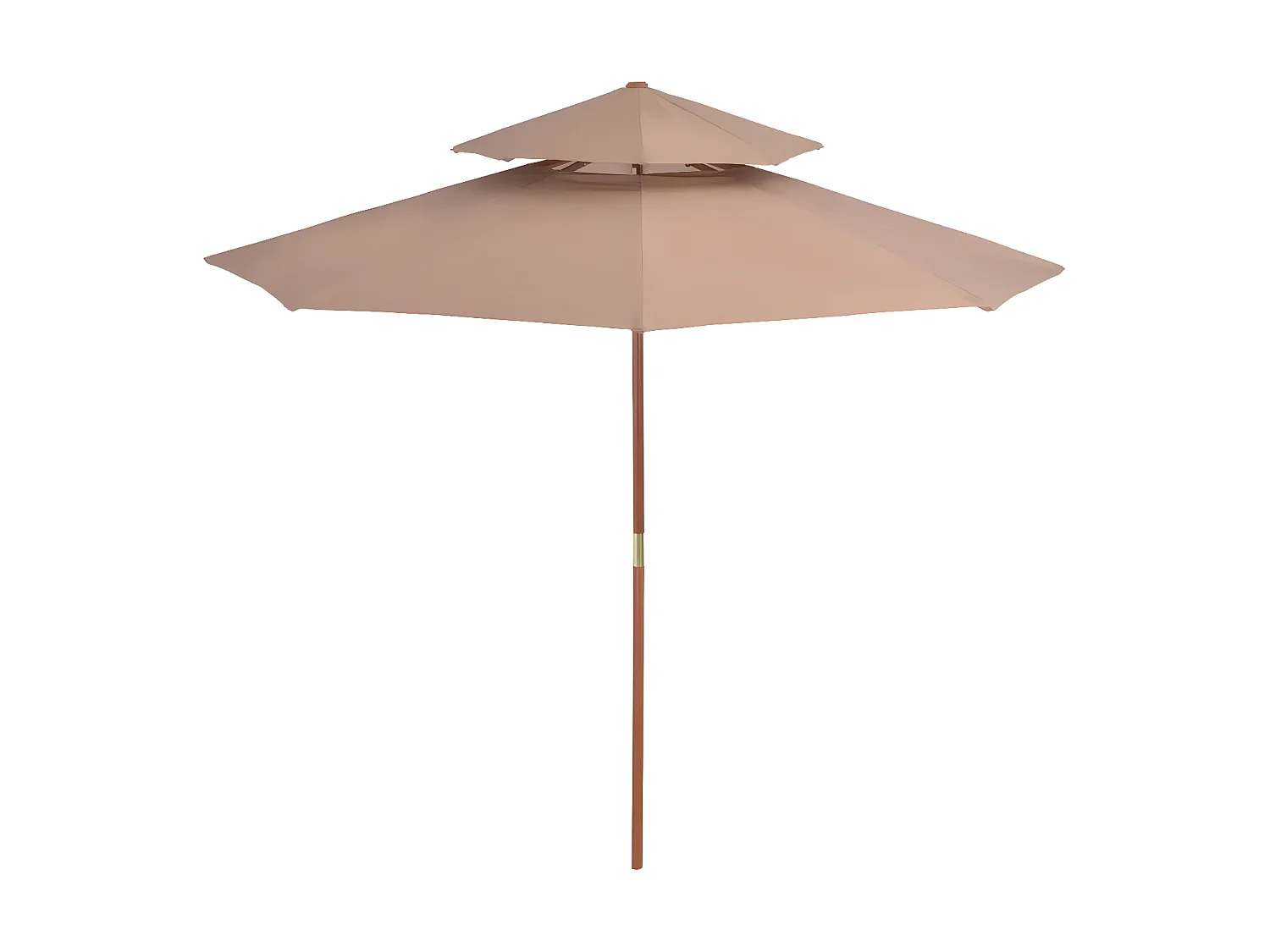 Guarda-sol c/ 2 coberturas mastro em madeira 270cm cinza-acast. PT662369