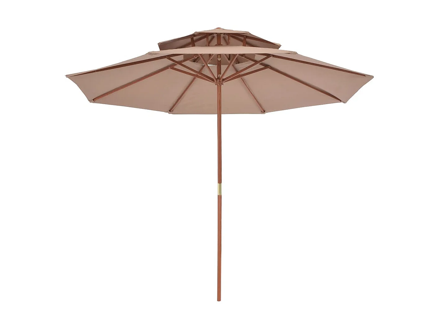 Guarda-sol c/ 2 coberturas mastro em madeira 270cm cinza-acast. PT662369