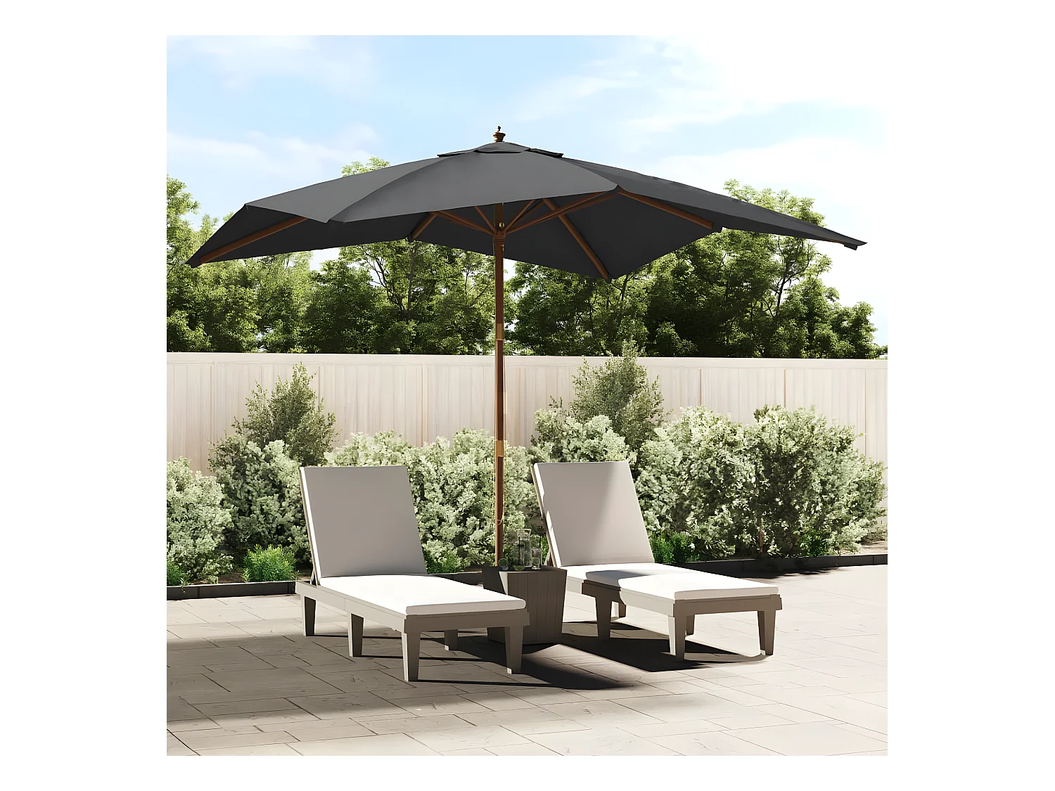 Parasol de jardin avec mât en bois noir 300x300x273 cm WVGQ9215
