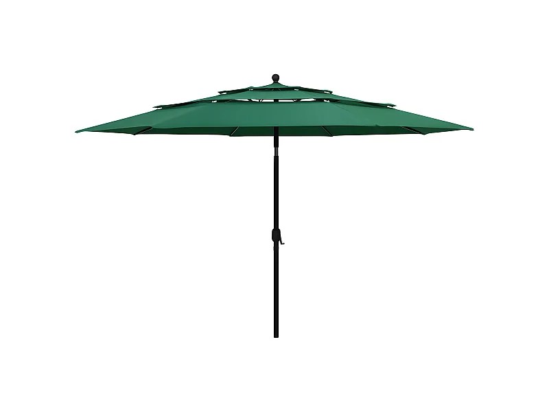 Parasol à 3 niveaux avec mât en aluminium Vert 3,5 m WVGQ1591