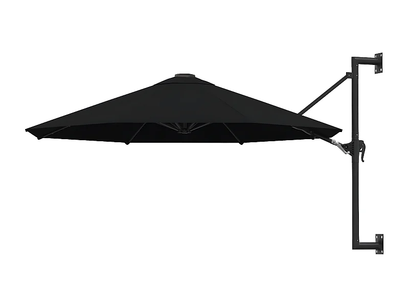 Guarda-sol de montar na parede com mastro metálico 300 cm preto PT855438