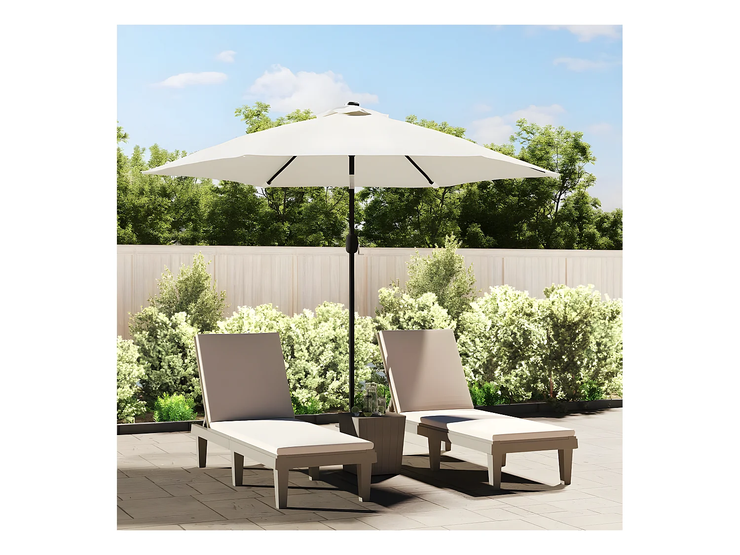Zweefparasol kantelbaar met LED 3 m zandwit NL274141