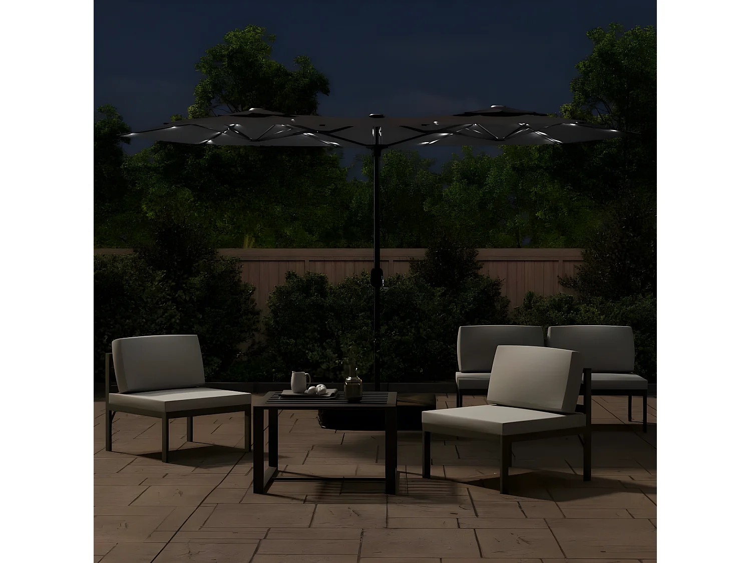 Parasol à double tête avec LED noir 316x240 cm WVGQ2503