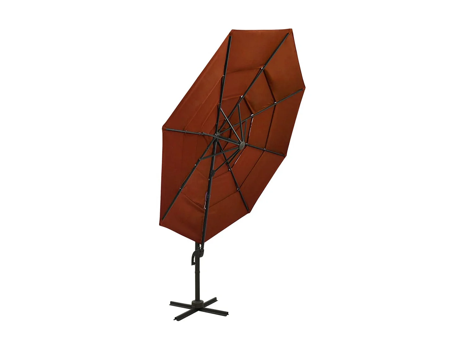 Parasol à 4 niveaux avec mât en aluminium Terre cuite 3x3 m WVGQ7739