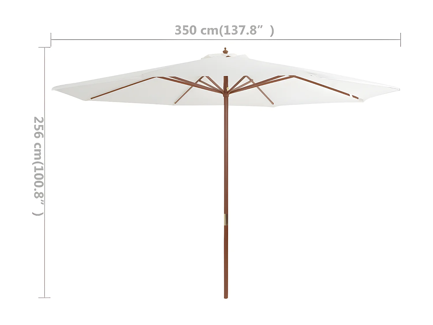 Parasol avec mât en bois 350 cm Blanc sable WVGQ5394