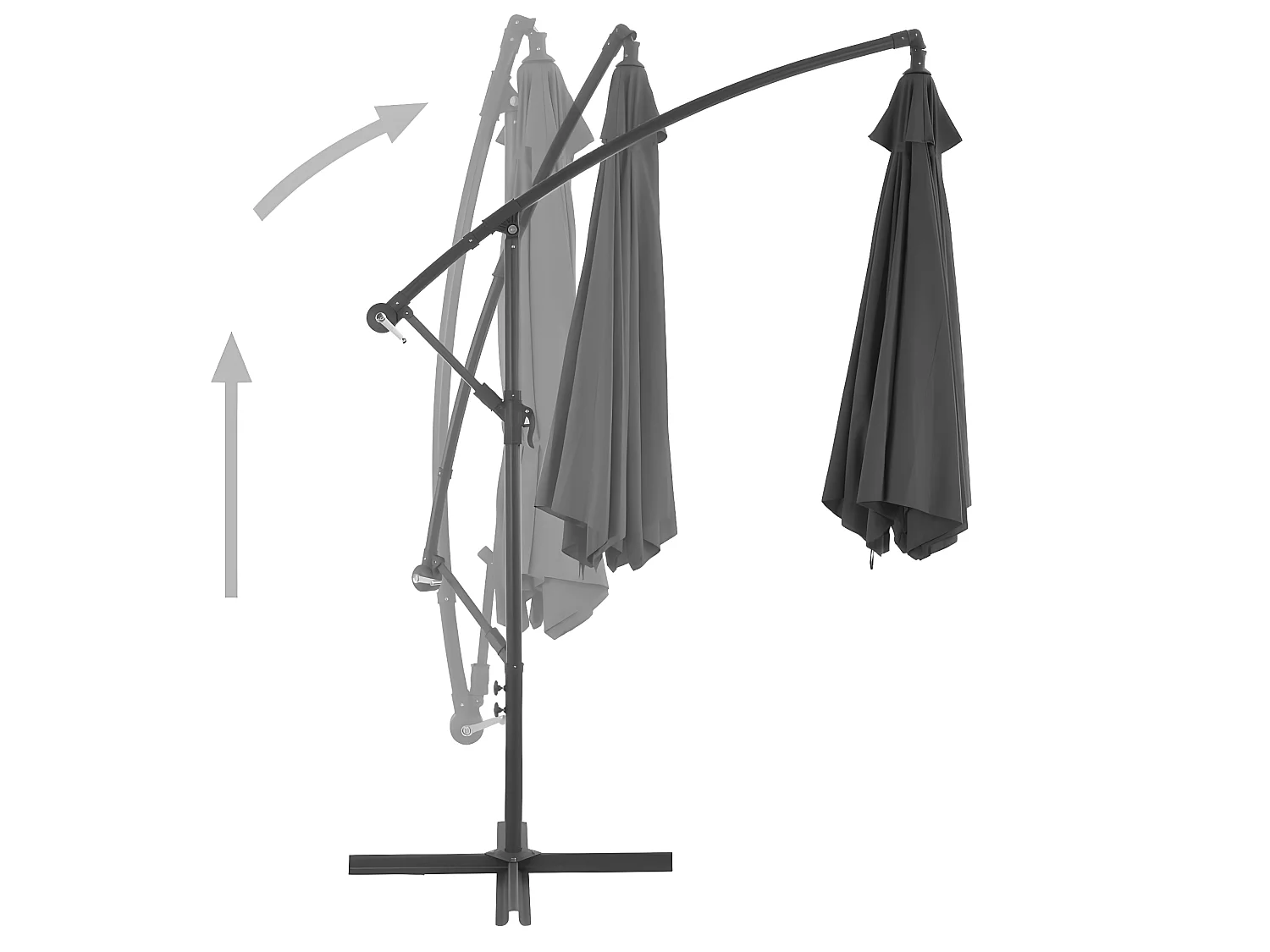 Parasol en porte-à-feux avec poteau Aluminium 300 cm Anthracite WVGQ4919