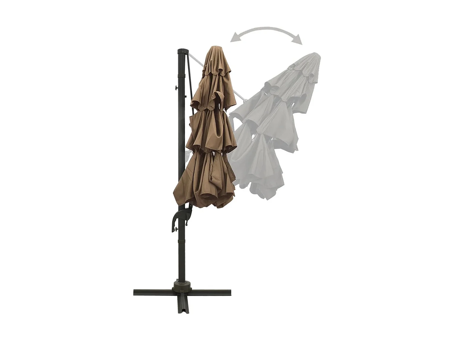 Parasol à 4 niveaux avec mât en aluminium Taupe 3x3 m WVGQ8522