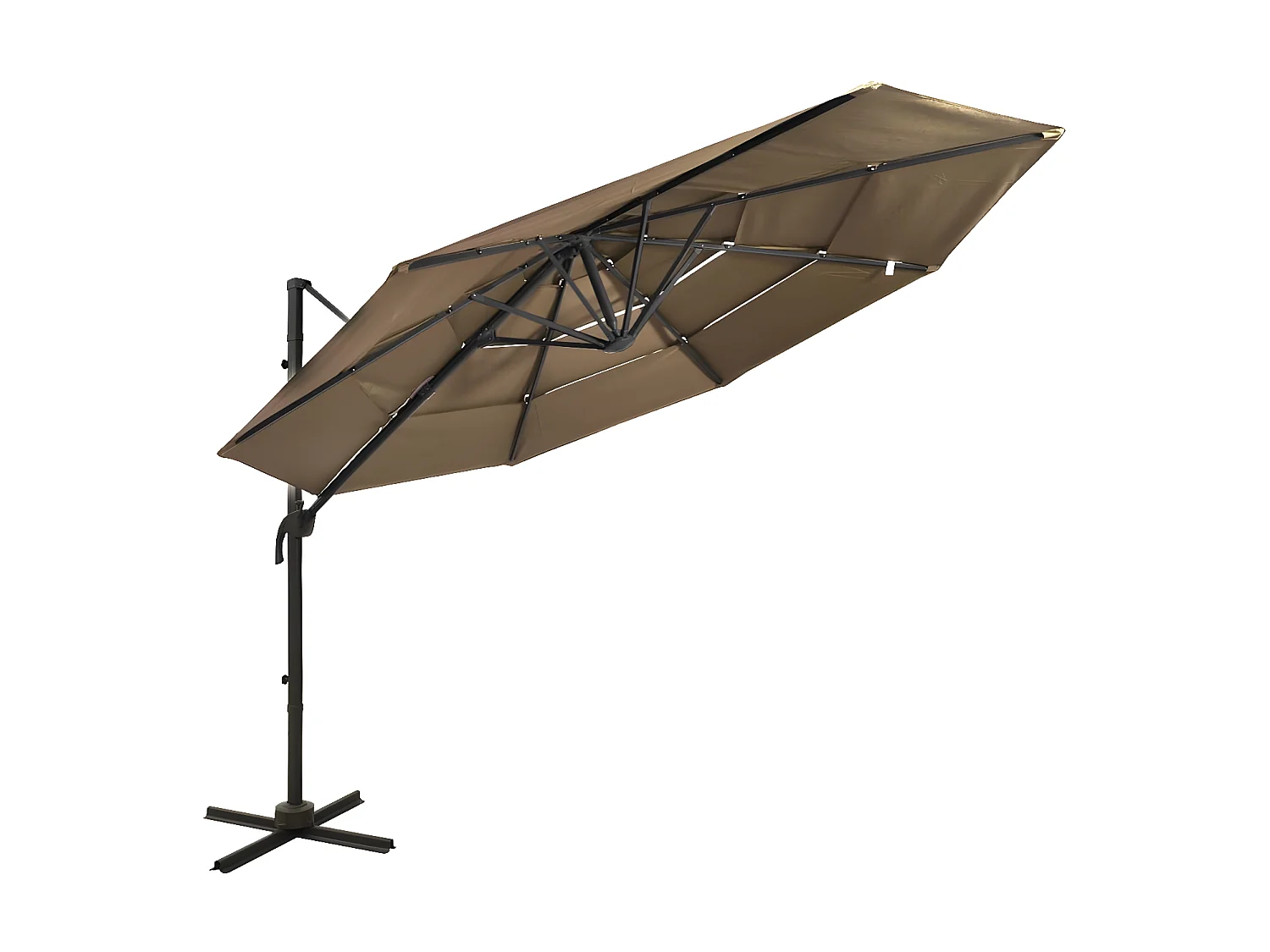 Parasol à 4 niveaux avec mât en aluminium Taupe 3x3 m WVGQ8522