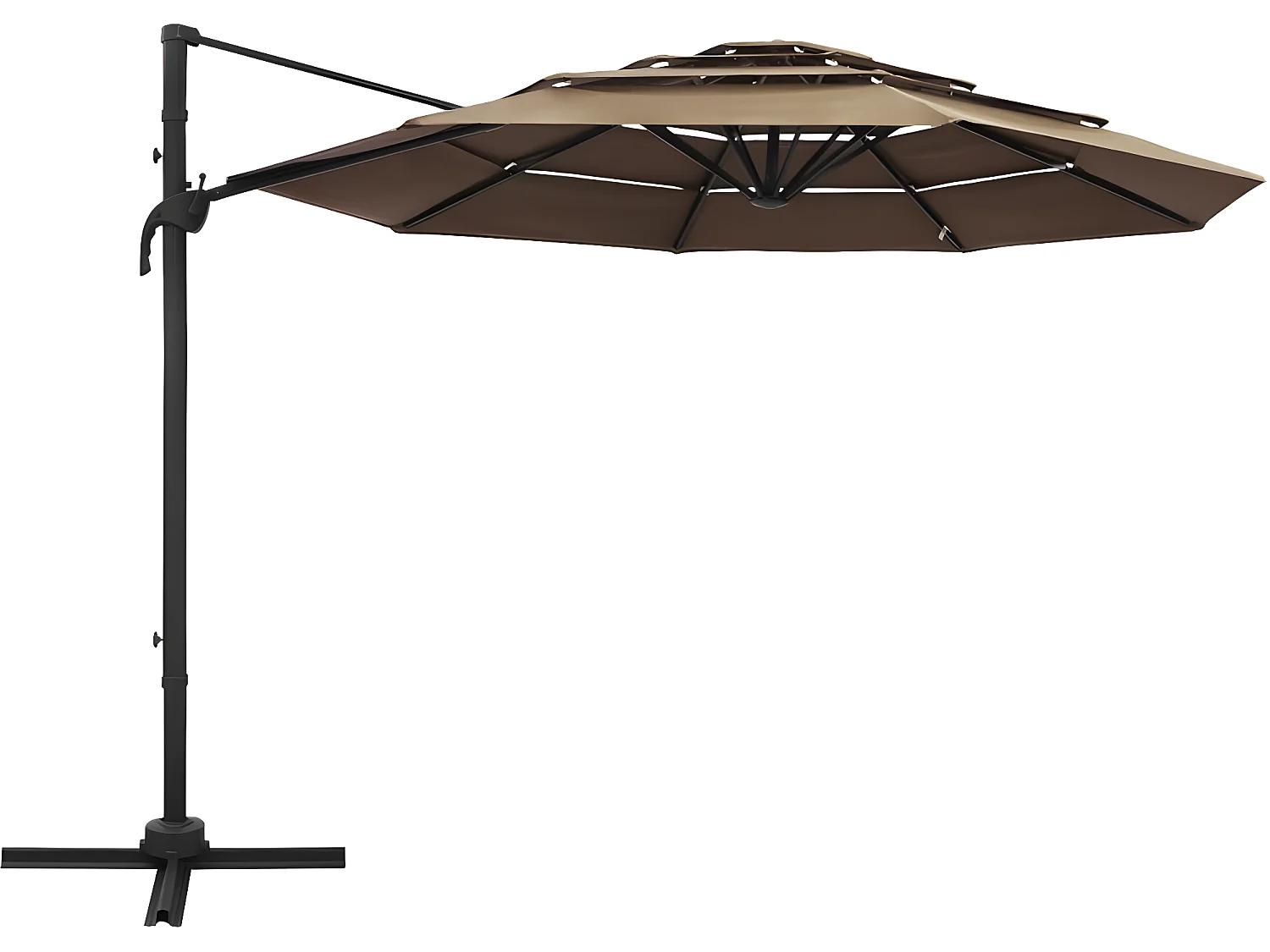 Parasol à 4 niveaux avec mât en aluminium Taupe 3x3 m WVGQ8522