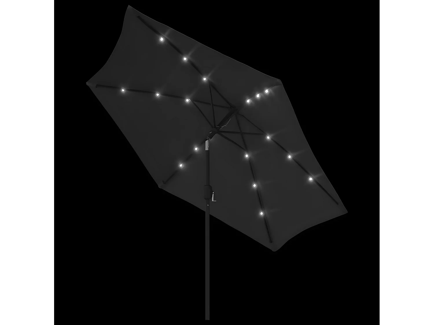 Parasol d'extérieur avec LED et mât en acier 300 cm Noir WVGQ3579