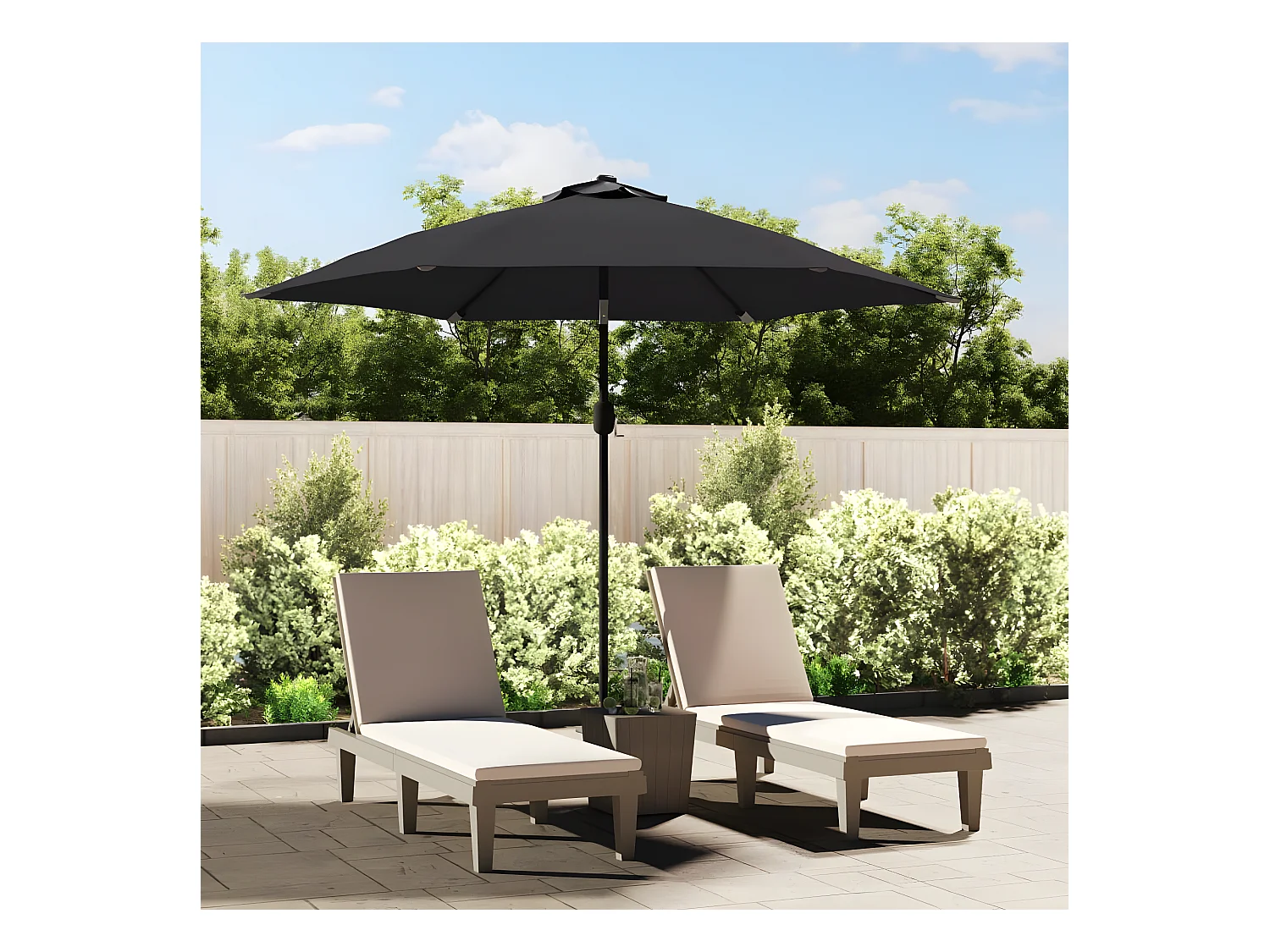 Parasol d'extérieur avec LED et mât en acier 300 cm Noir WVGQ3579