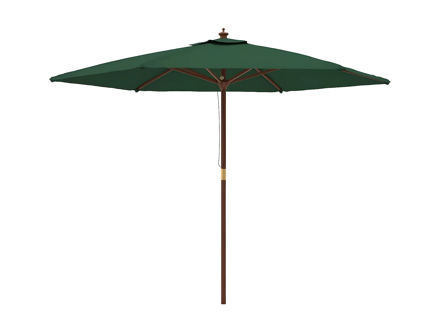 Guarda-sol de jardim com poste de madeira 299x240 cm verde PT353669