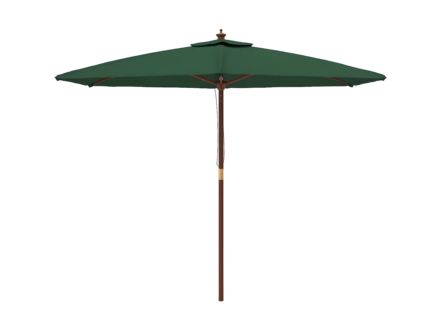 Guarda-sol de jardim com poste de madeira 299x240 cm verde PT353669