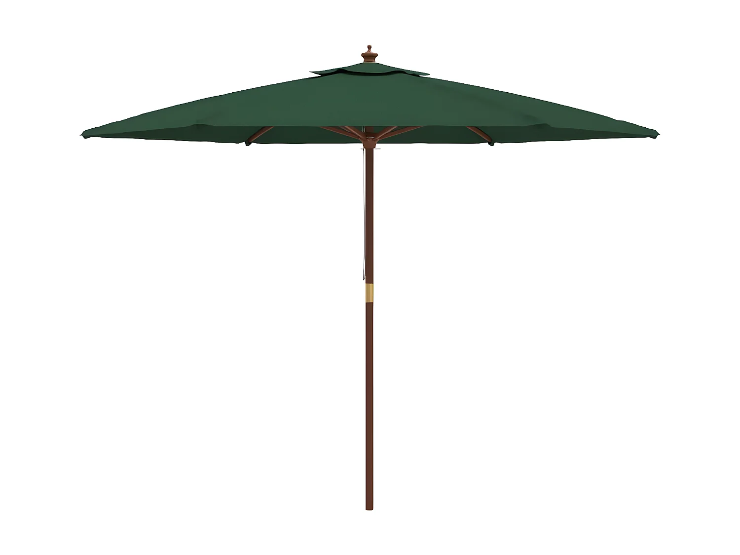 Guarda-sol de jardim com poste de madeira 299x240 cm verde PT353669