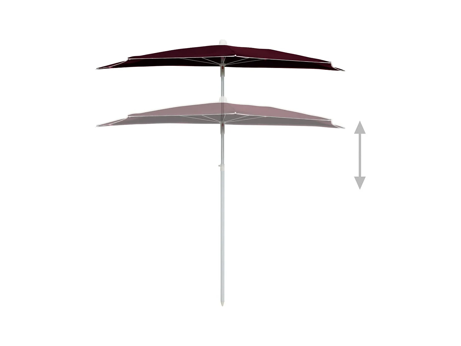 Parasol half met paal 180x90 cm bordeauxrood NL733588