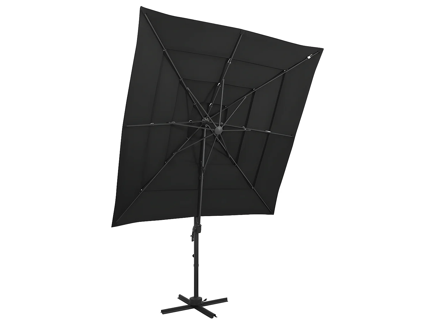 Parasol à 4 niveaux avec mât en aluminium Noir 250x250 cm WVGQ3984