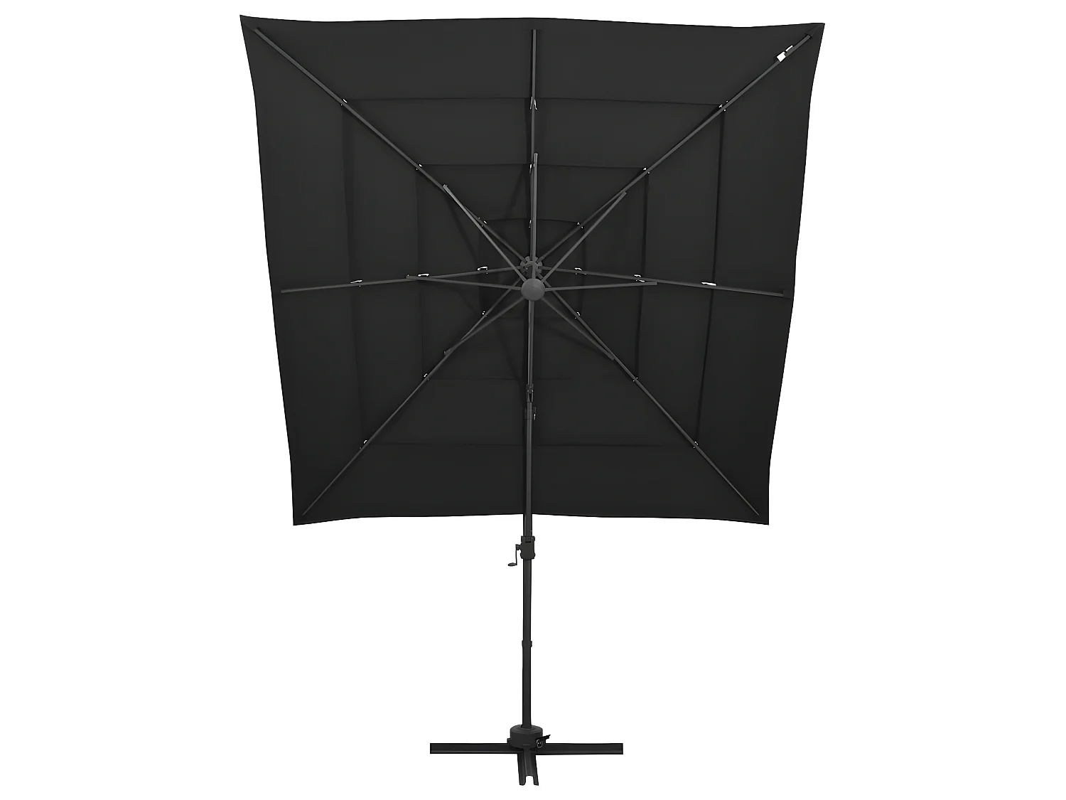 Parasol à 4 niveaux avec mât en aluminium Noir 250x250 cm WVGQ3984