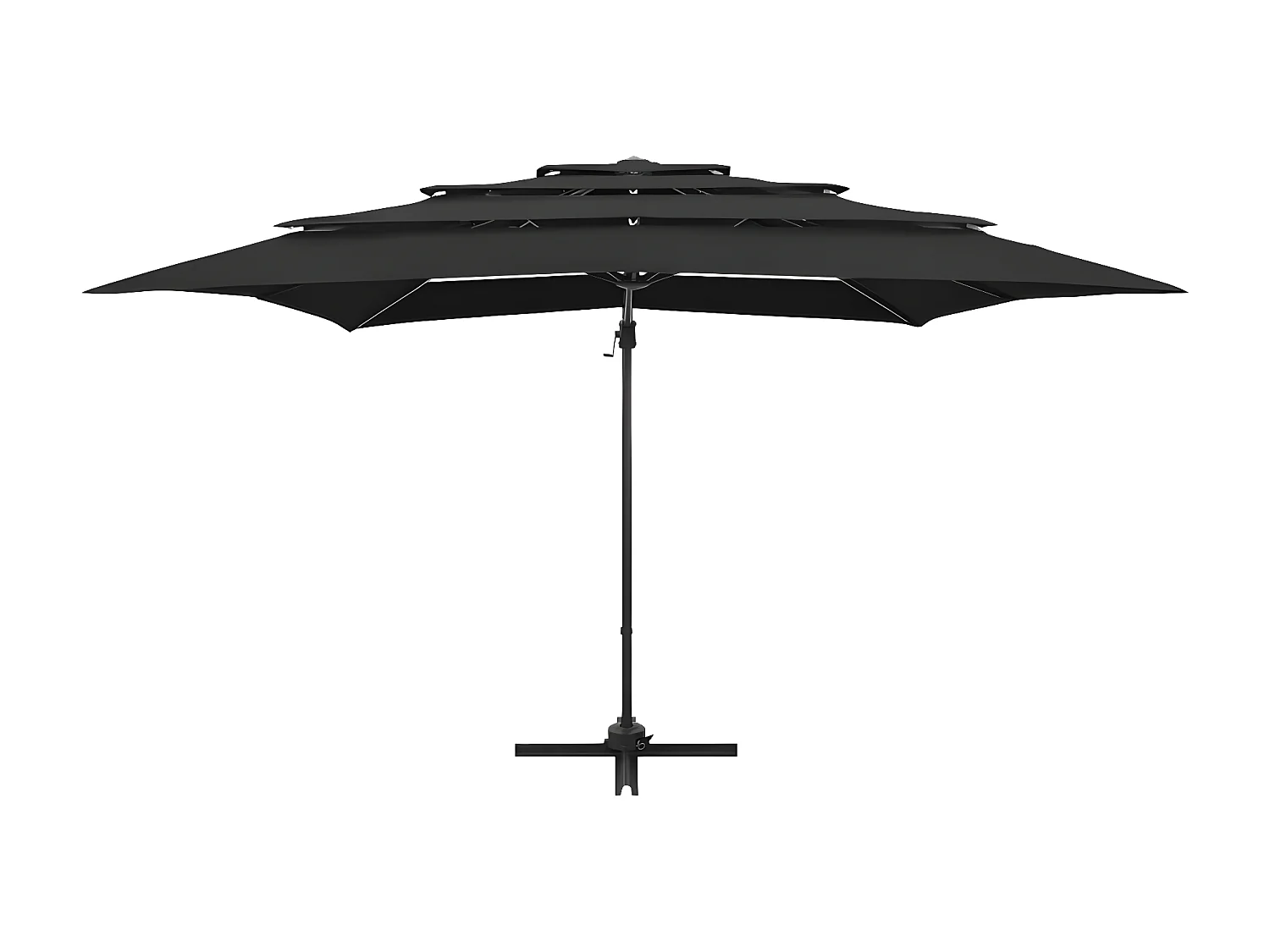 Parasol à 4 niveaux avec mât en aluminium Noir 250x250 cm WVGQ3984