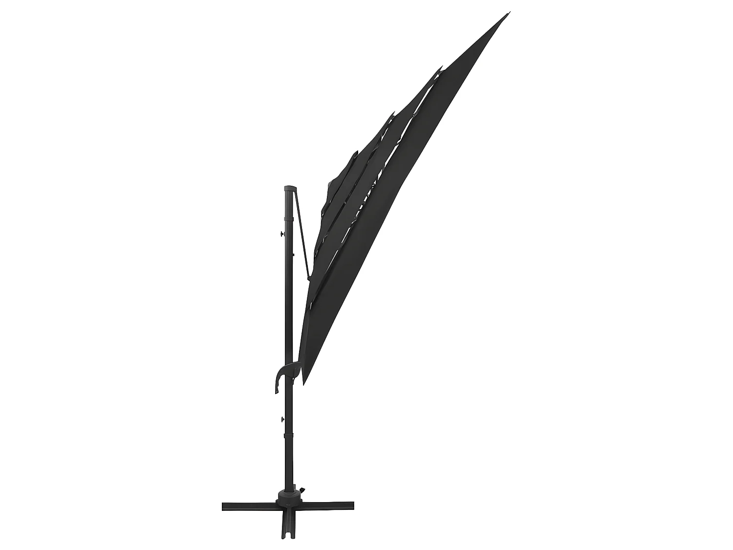 Parasol à 4 niveaux avec mât en aluminium Noir 250x250 cm WVGQ3984