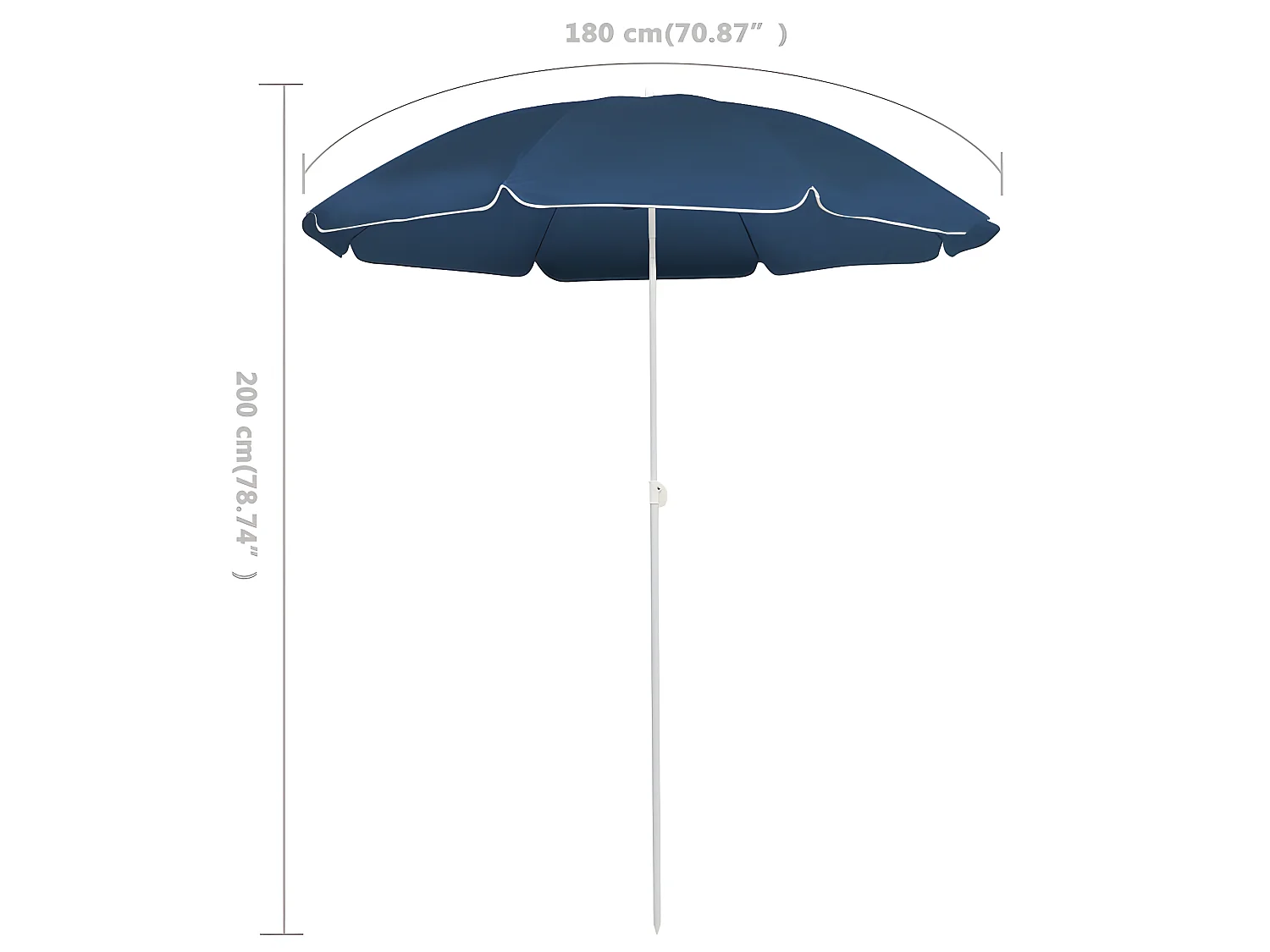Parasol d'extérieur avec mât en acier Bleu 180 cm WVGQ3775